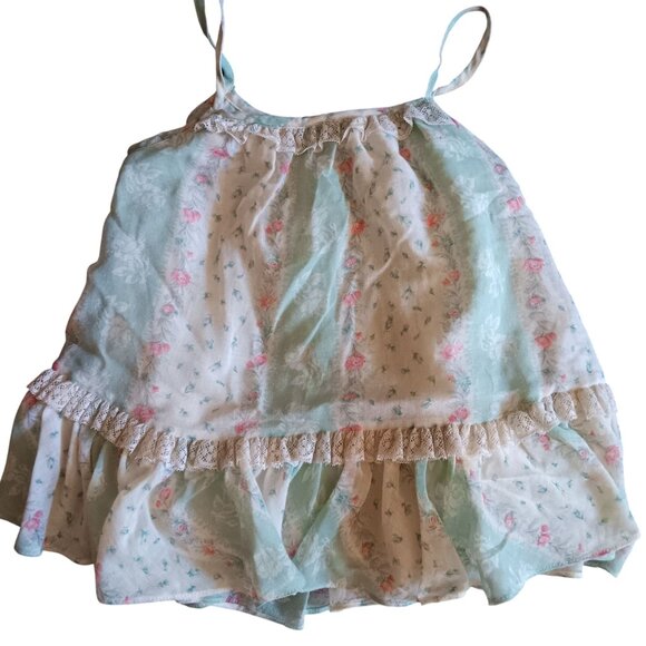 4T Girls 1970's Vintage Toddler Girls Floral Ruffle Boho Sundress USA Hippie - Picture 2 of 5